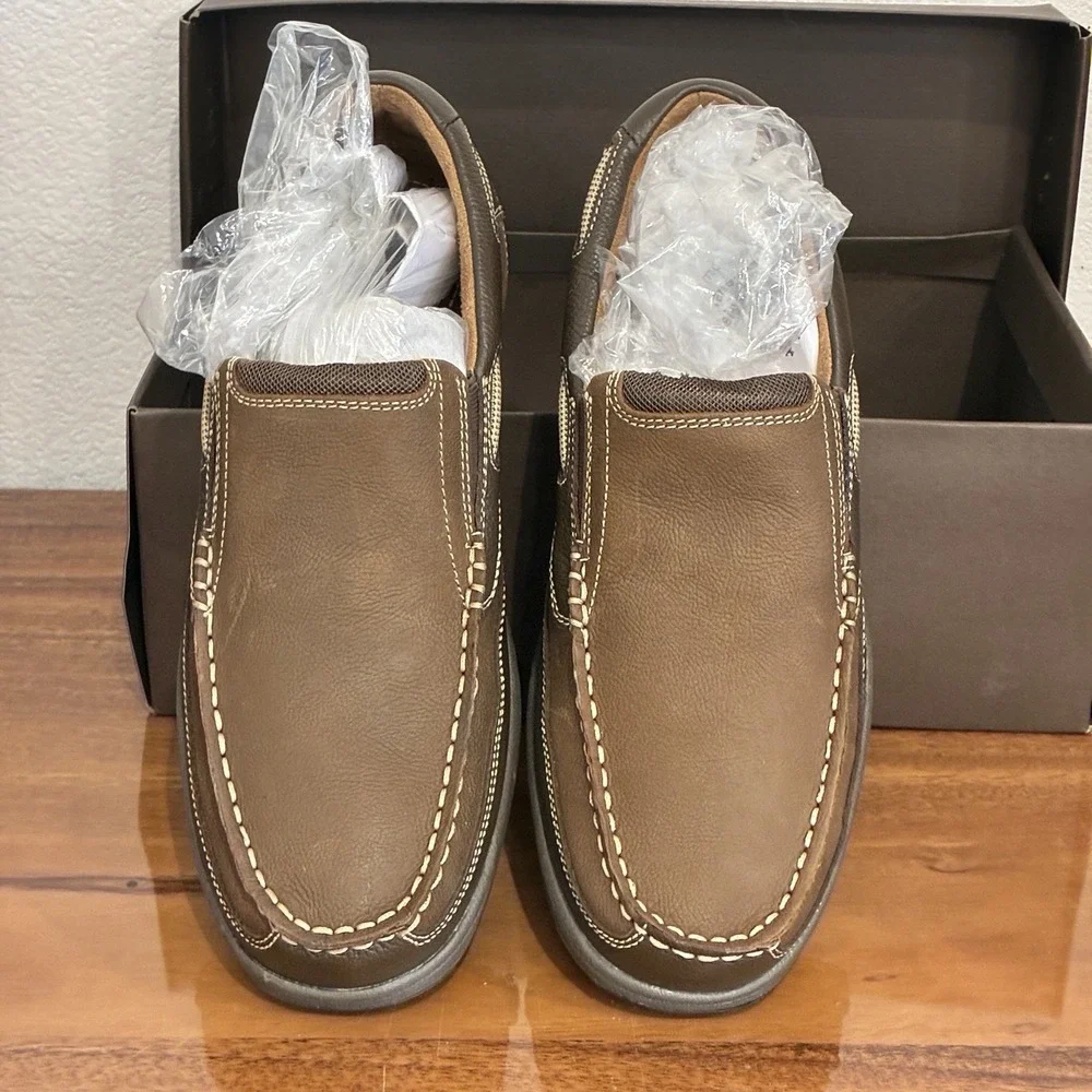 Florsheim Lakeside Slip Mens Size 9 Stone Leather Loafers Boat Shoes NIB